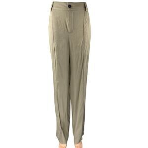 Zara Women's Beige Tan Khaki Chino Pleated High Rise Trousers Pants Size M